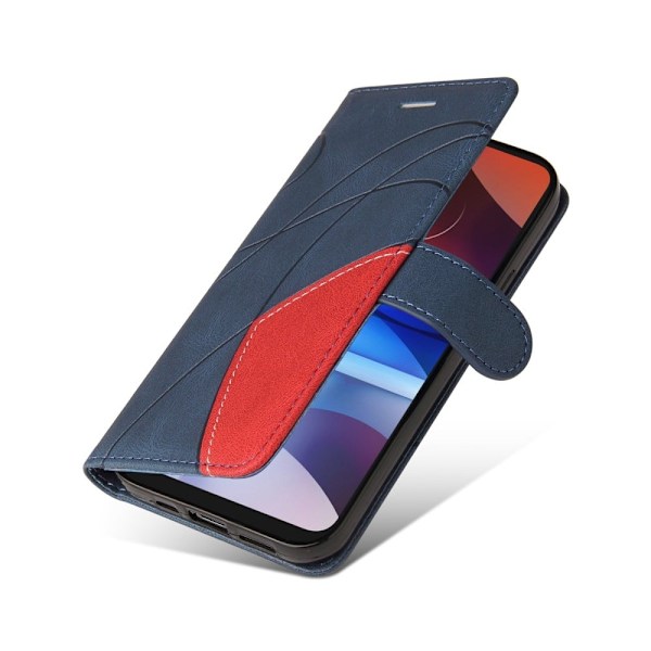 Texturerat läder Motorola Moto E7i Power / Motorola Moto E7 Power fodral med handledsband - Blå Blå