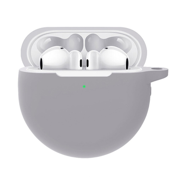Huawei FreeBuds 4E / 4 silikoneetui med krog - Grå Silver grey
