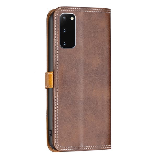 BINFEN tofarget læretui for Samsung Galaxy S20 - Kaffe Brown