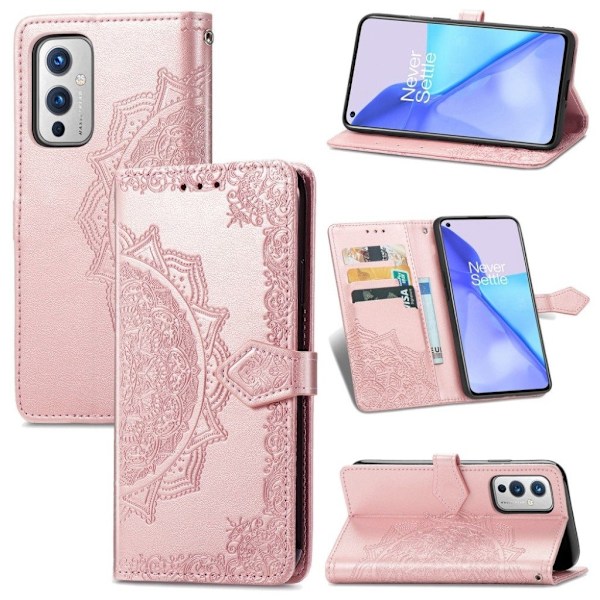 Mandala läder OnePlus 9 fodral - Rosa Rosa