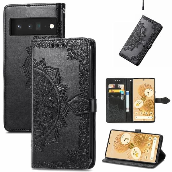 Mandala Google Pixel 6 Pro Flip Etui - Sort Black