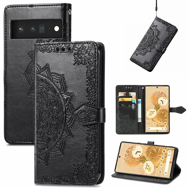 Mandala Google Pixel 6 Pro Flippetui - Svart Black