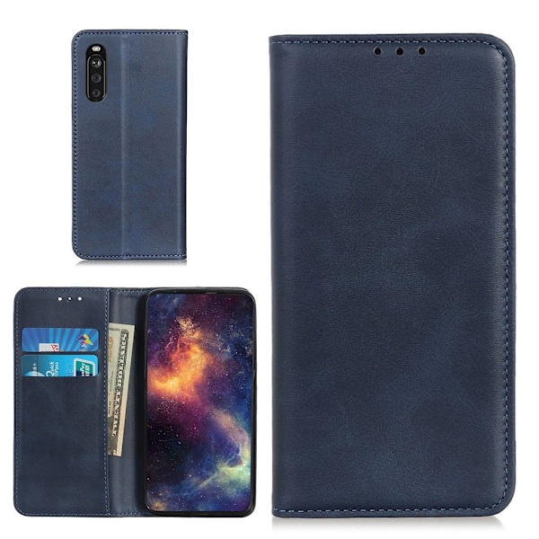 Äkta läder Sony Xperia 10 III fodral - Blå Blå