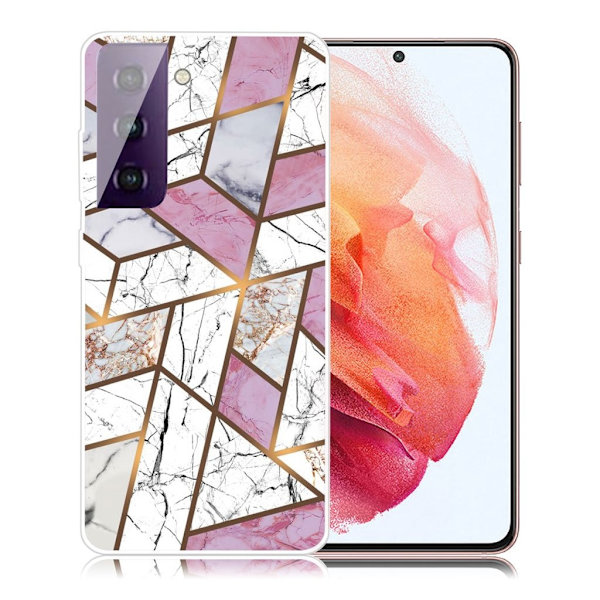 marmor Samsung Galaxy S21 etui - Rose / hvid / grå marmor Multicolor