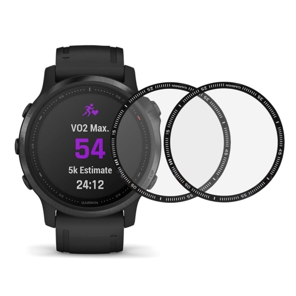 2Pcs Garmin Fenix 6 3D skærmbeskyttelse med buet kant Transparent