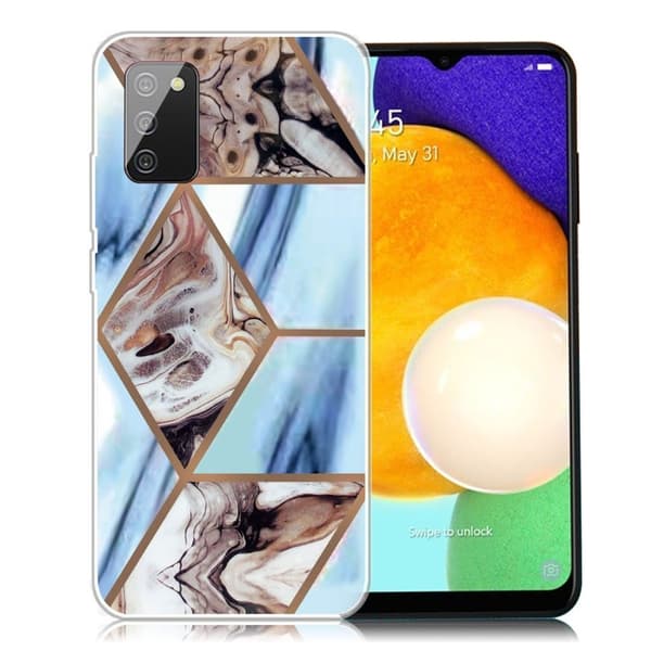 Marble design Samsung Galaxy A03s cover - Himmelblå Og Brun Marmor Multicolor