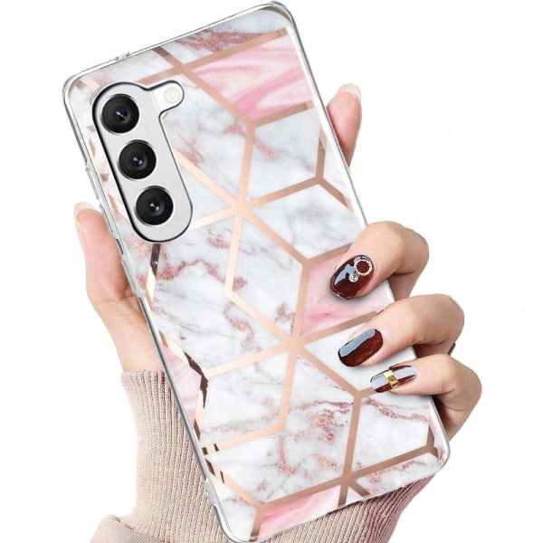 Deco Samsung Galaxy S23 Plus Suojakotelo - Pinkki / Valkoinen Marble Pink