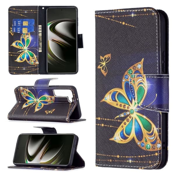 Wonderland Samsung Galaxy S22 flip etui - Smykke Sommerfugl Multicolor