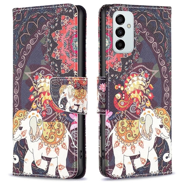 Wonderland Samsung Galaxy M23 flip kuoret - Kukka Ja Norsu Multicolor