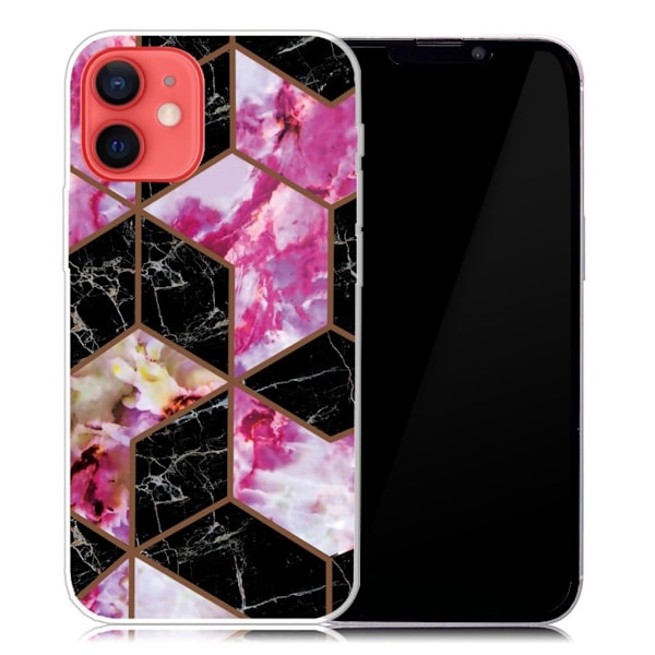 Marble iPhone 13 Suojakotelo - Musta And Rose Marble Multicolor