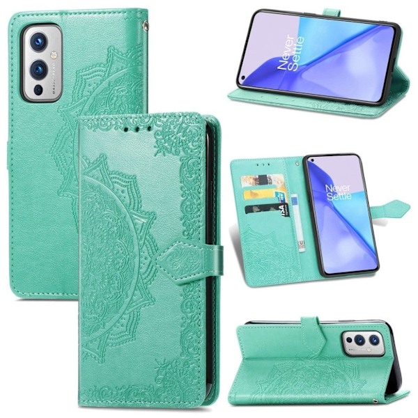Mandala läder OnePlus 9 fodral - Grön Grön