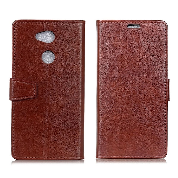 Sony Xperia L2 etui i saddellæder med kortholder - Brun Brown