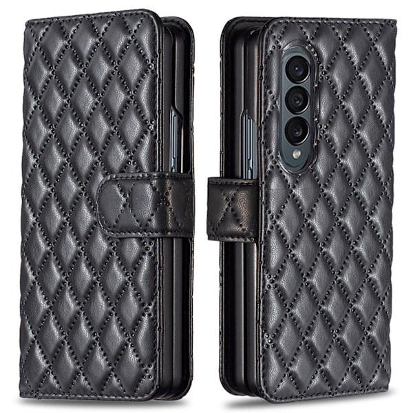 Rhombus mat Samsung Galaxy Z Fold3 5G flip taske - Sort Black
