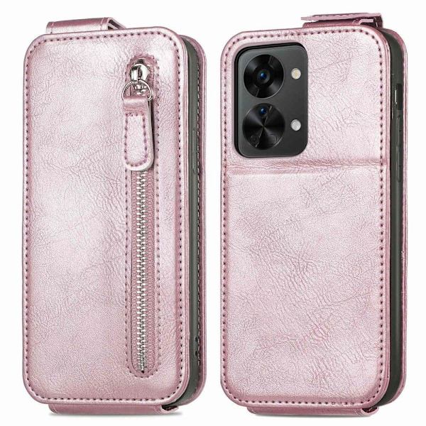 Vertikalt OnePlus Nord 2T fodral med dragkedja - Rosa Rosa
