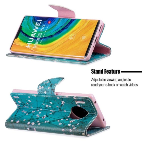 Wonderland Huawei Mate 30 Pro flip etui - Træ med Blomster Blue