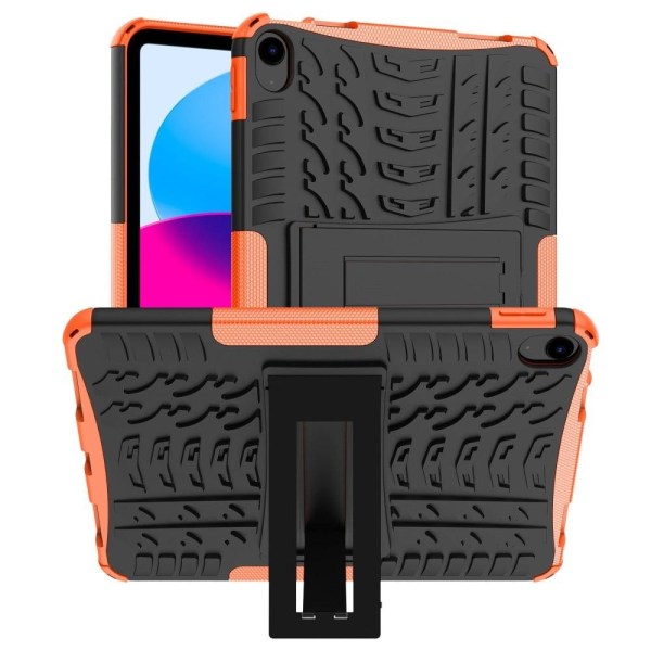 Däckmönstrat kickstand-fodral för iPad 10.9 (2022) - Orange Orange