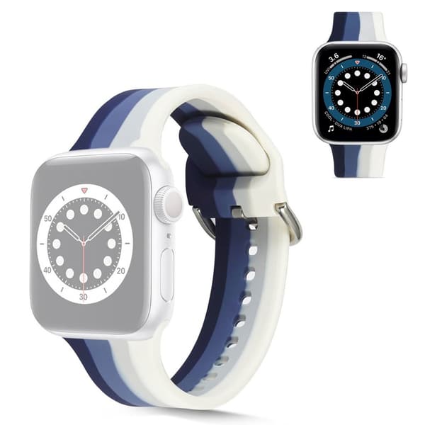 Apple Watch 42mm - 44mm regnbuestribet silikone-urrem - Blå Multicolor
