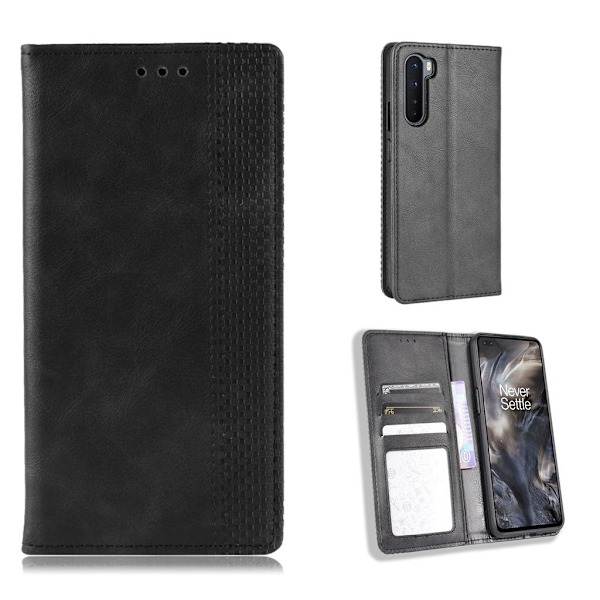 Bofink Vintage OnePlus Nord nahkakotelo - Musta Black