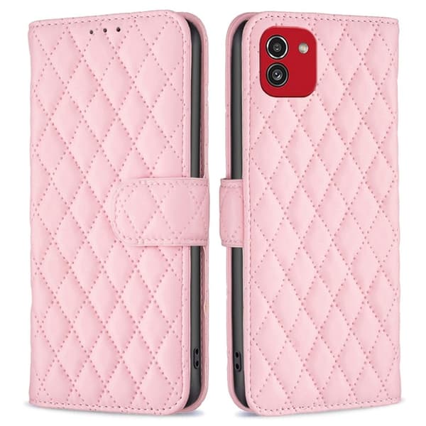 Matt Samsung Galaxy A03 fodral med rombmönster - Rosa Rosa