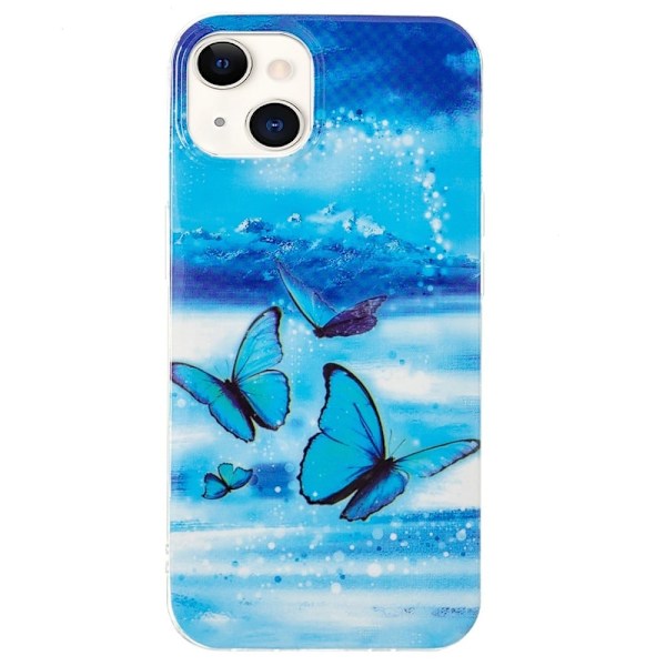 Deco iPhone 14 Etui - To Sommerfugler Blue