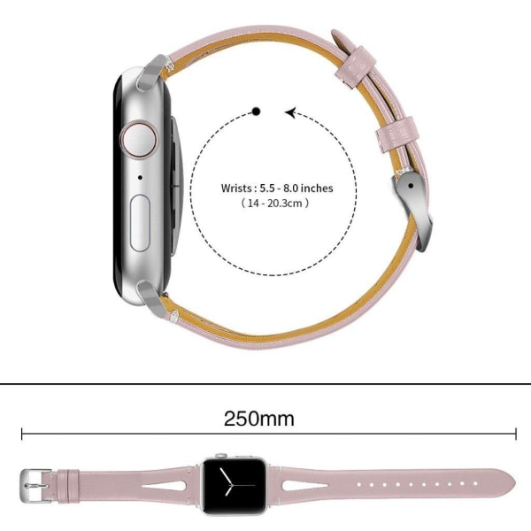 Apple Watch Series 4 40mm hollow ægte læder Urrem - Lyserød Pink