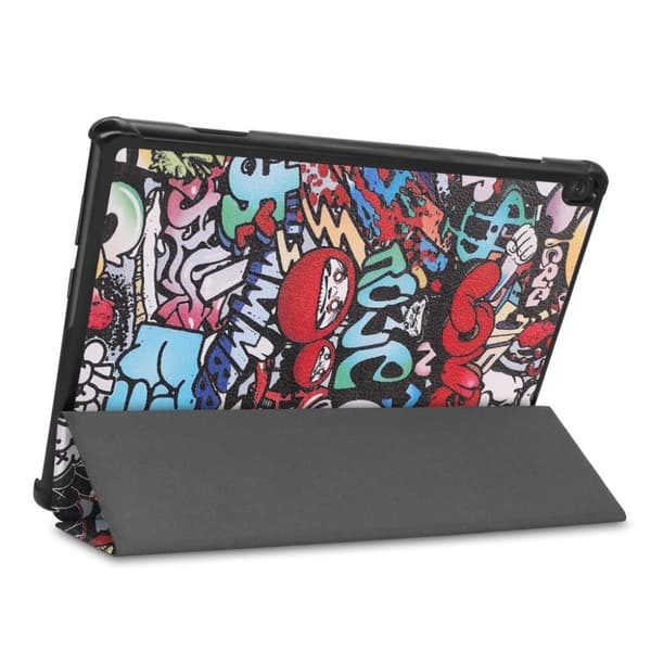 Lenovo Tab M10 FHD REL coolt mönstrat flipfodral i läder - Tecknad Graffiti multifärg