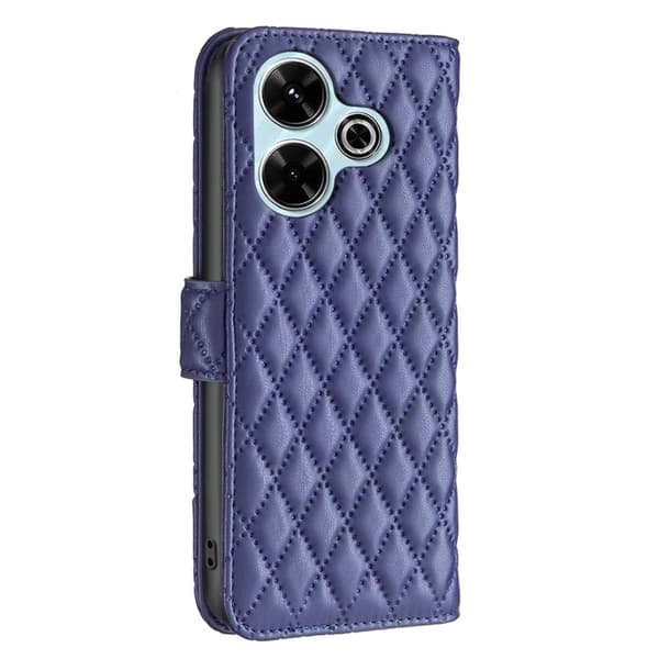 Rombemønster, matt flip-deksel for Xiaomi Redmi 13 / Xiaomi Poco M6 - Blå Blue