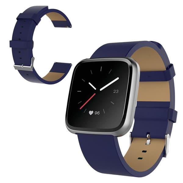 Fitbit Blaze / Versa Lite / Versa klockarmband i koskinn - Blå Blå