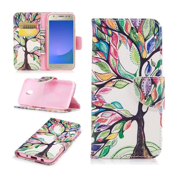 Samsung Galaxy J3 (2017) värikkäät nahkakotelot - värikäs puu Multicolor