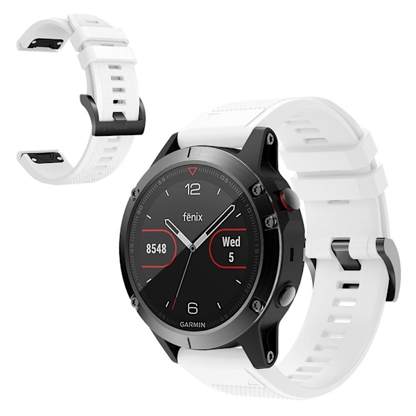 Garmin Fenix 5 holdbar silikoneurrem - Hvid White