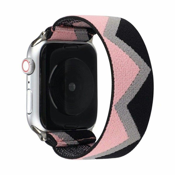 Apple Watch Series 6 / 5 44mm trasa mönster klockarmband - svart / grå / rosa Zig-zag multifärg