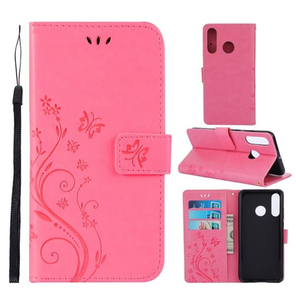 Huawei P30 Lite Skinnetui Med Sommerfugltrykk - Rosa Pink