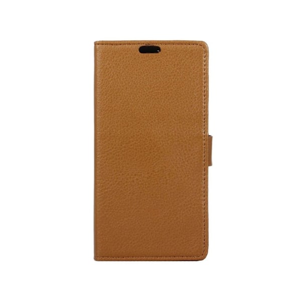 HTC A9s beskyttende læder-etui m. litchi-overflade - Brun Brown