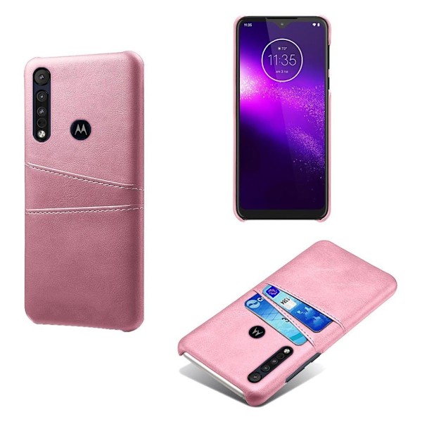 Motorola One Macro skal med korthållare - Rosa Rosa