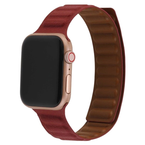 Apple Watch Series 8 (41mm) klockarmband i äkta läder - Vinröd Röd