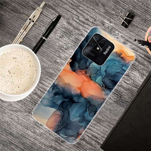 Marble Xiaomi Redmi 10C Suojakotelo - Orange Between The Blues Blue