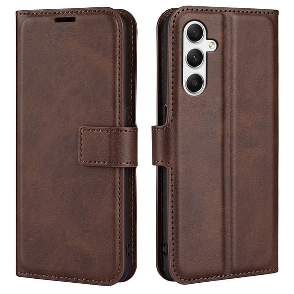 Samsung Galaxy A35 læderetui med pung - Mørkebrun Brown
