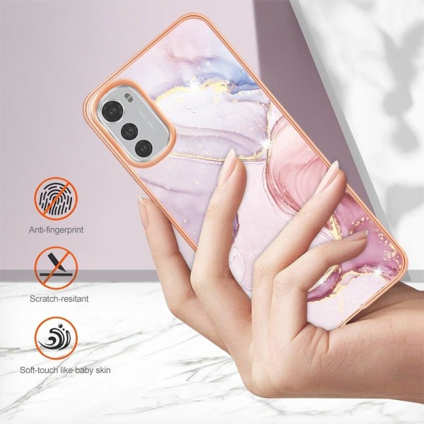 Marble Motorola Moto E32s / E32 Suojakotelo - Rose Kulta Marble Pink