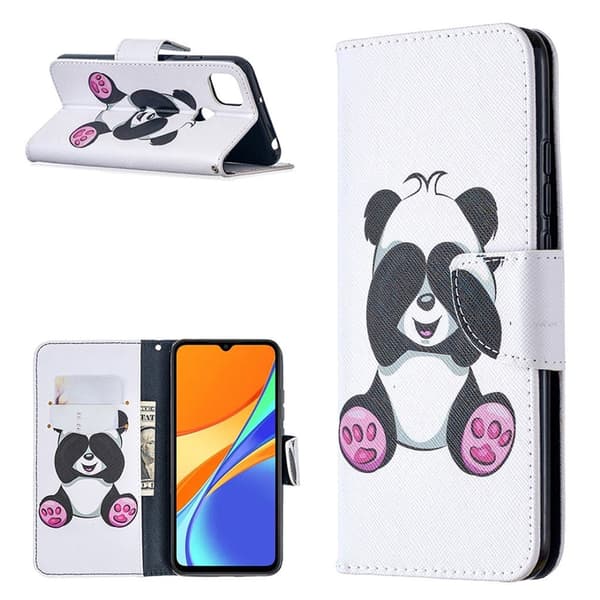 Wonderland Xiaomi Redmi 9C Läppäkotelo - Cute Panda White
