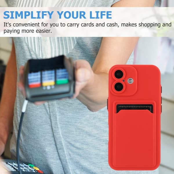 iPhone 16 skal med korthållare - Röd Röd