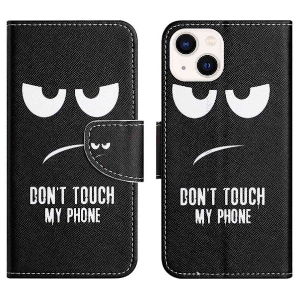Wonderland iPhone 14 flip etui - Rør Ikke Ved Min Telefon Black