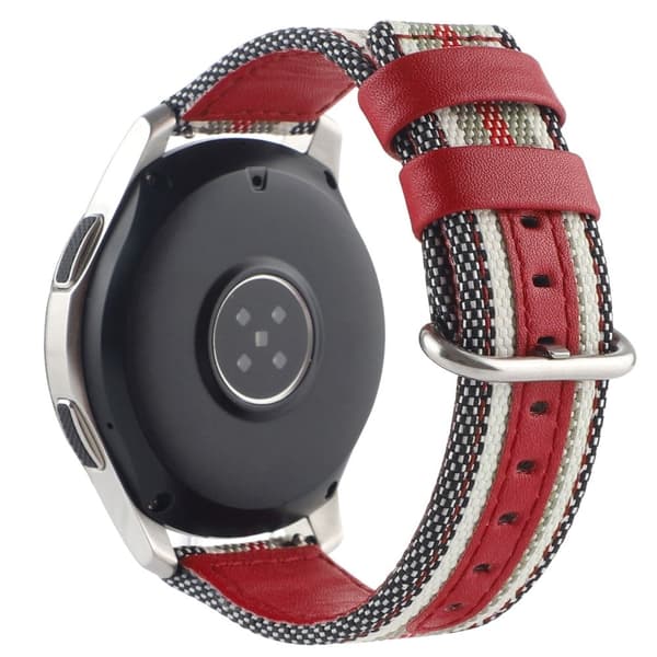 Samsung Galaxy Watch 5 / 5 Pro ternet læderurrem i nylonstil - Sort / Rød Stribe Red