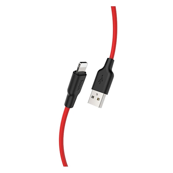 HOCO X21 Plus Silikoninen latauskaapeli Lightningille - Musta Ja Punainen Red