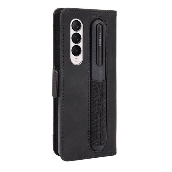 Modern-styled Leather Wallet Suojakotelo For Samsung Galaxy Z Fold3 5G - Musta Black