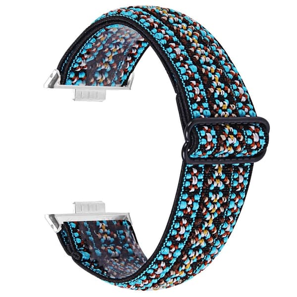 Huawei Watch Fit 3 Nylon Watch Strap Pattern Print Adjustable Elastic Wrist Band - 4# Blue