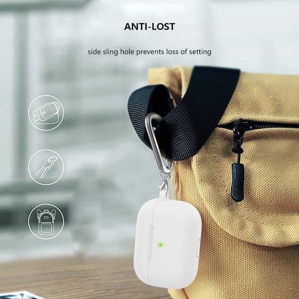 AirPods silikoneetui med karabinhage - Hvid White