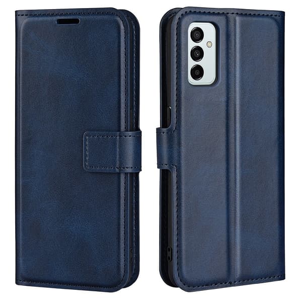 Hållbart konstläder Samsung Galaxy M23 fodral med plånbok - Blå Blå
