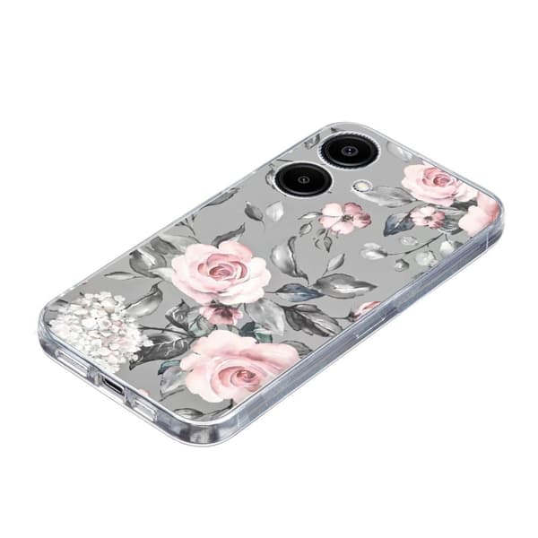 Vibe Samsung Galaxy A06 skal - Blommor Med Grå Bakgrund Silvergrå