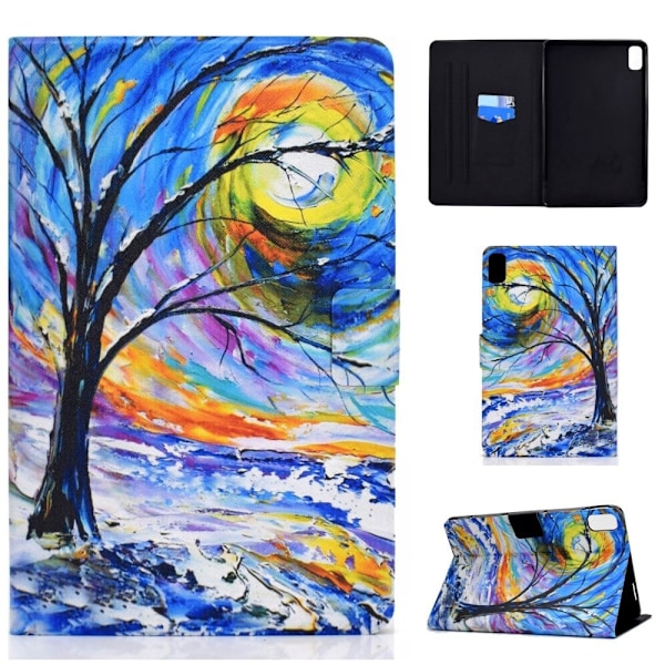 Huawei MatePad 10.4 viileä kuvio nahkakotelo - Puu Multicolor