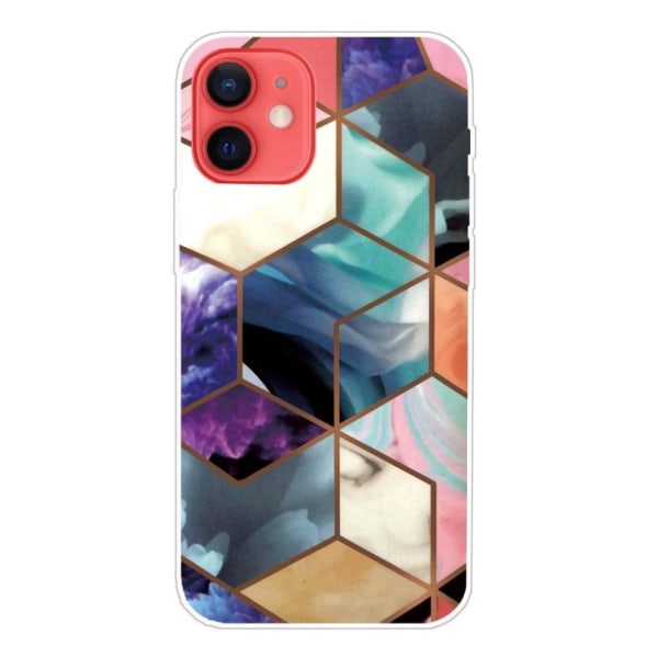 Marble iPhone 13 Mini Suojakotelo - Värikäs Cube Tile Multicolor